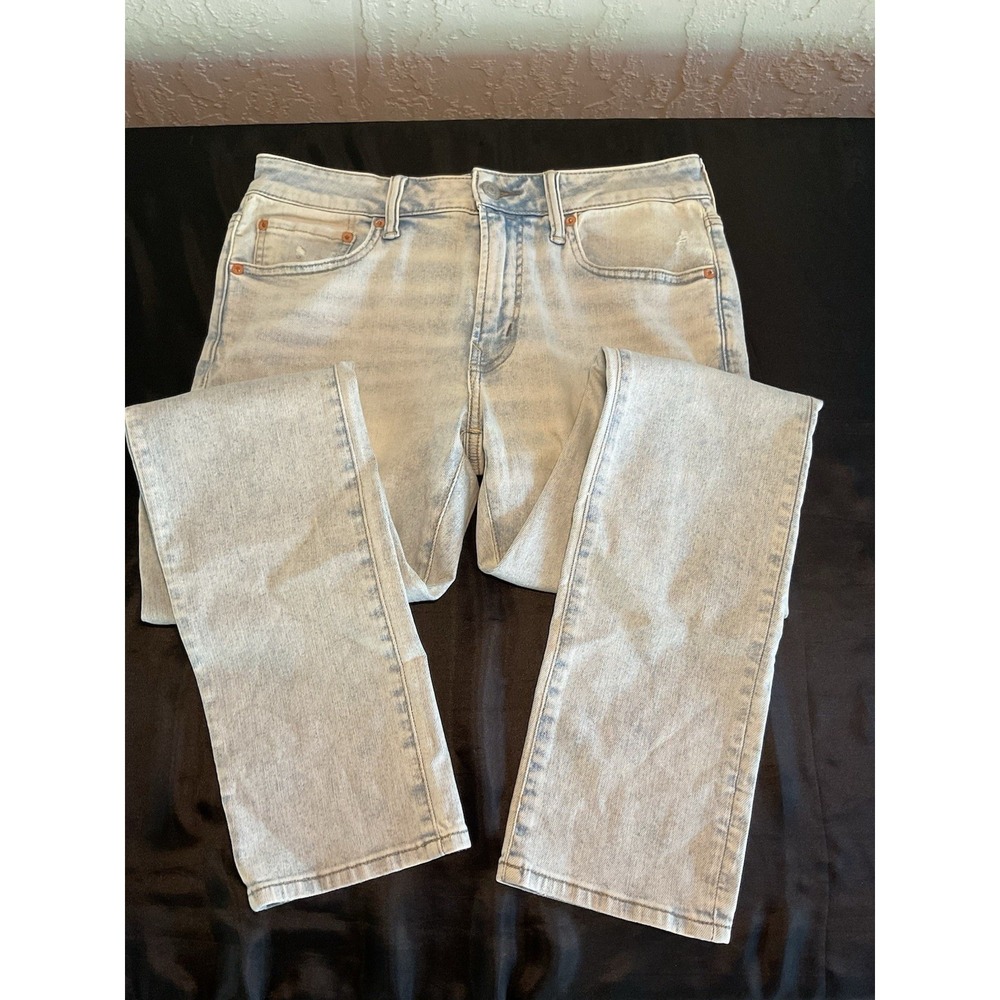 American Eagle Men's Airflex 360 Slim 32x32 Cloudy Blue Distressed Denim Jeans